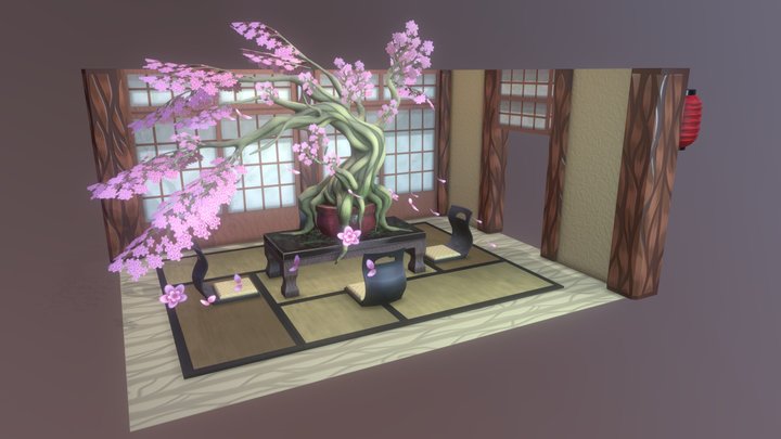 Overgrown Cherry Blossum Bonsai Tree 3D Model