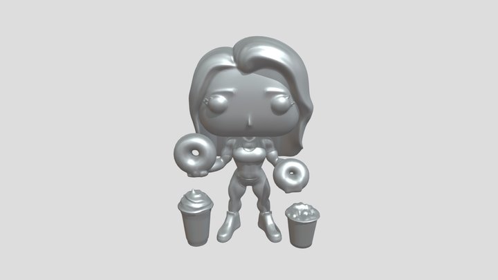 Muscular female figurine holding donuts 3D Model