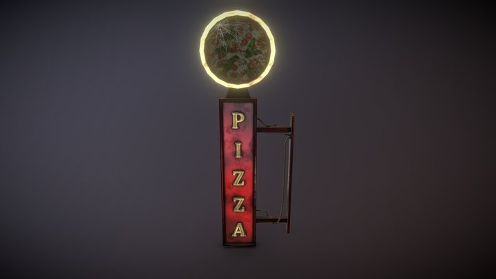 Pizza shop sign 3D Model