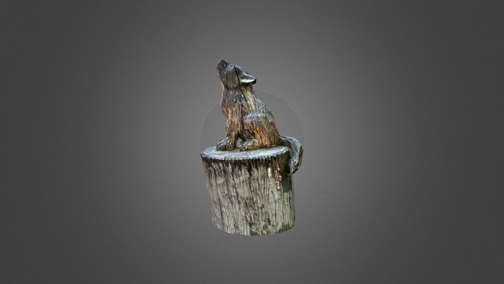 Loup en bois 3D Model
