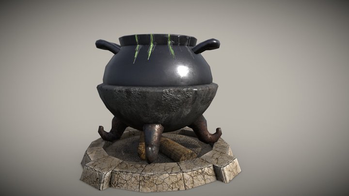 Stylized Potion Cauldron PBR low-poly 3D model 3D Model