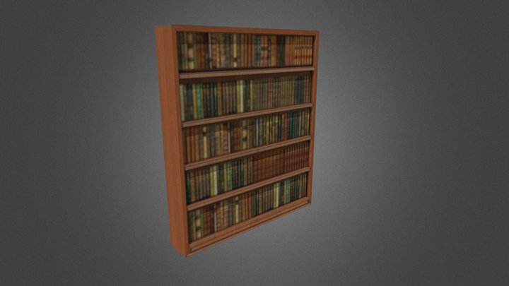 PSX Style Wooden Bookshelf (Low Poly) – Modèle 3D gratuit STL