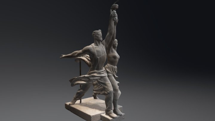Worker and Kolkhoz Woman (Lowpoly model) 3D Model