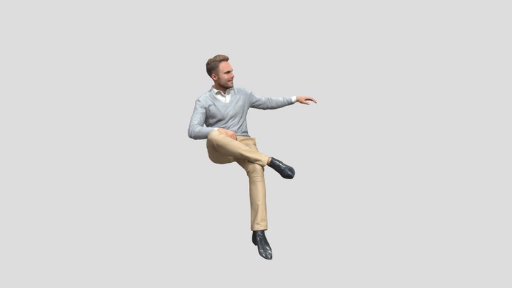 Business Man Sitting 3D Model