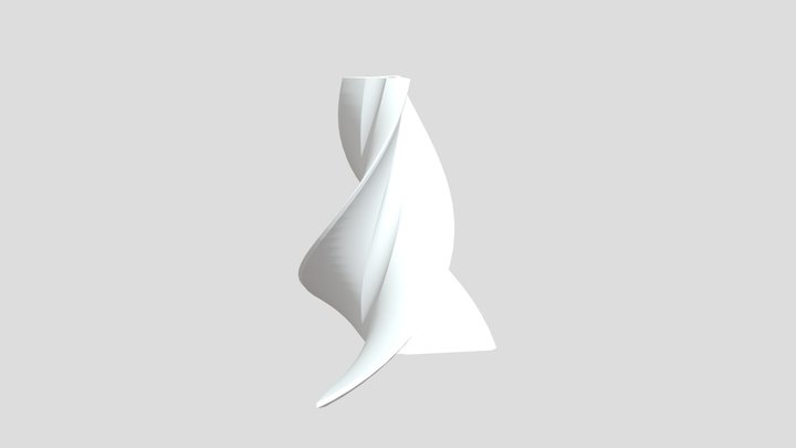 Helical 3 Blade Tapered Impeller with Shaft Hole 3D Model