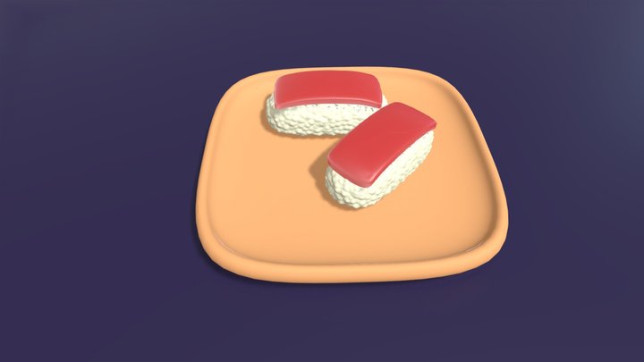 salmon and rice 3D Model