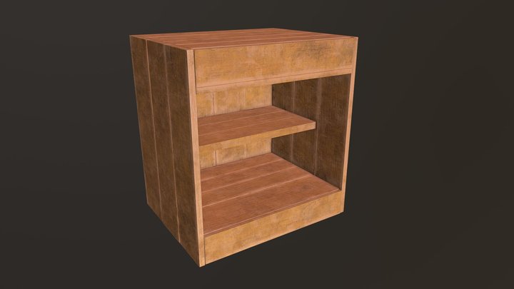 Wooden Side Table 3D Model
