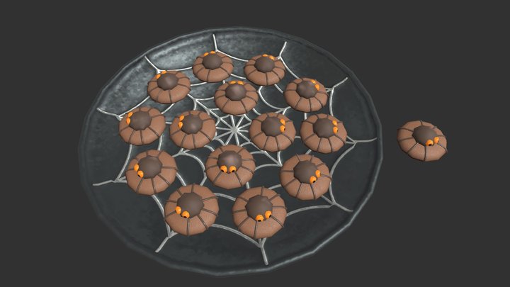Halloween Spider Cookie Set 3D Model