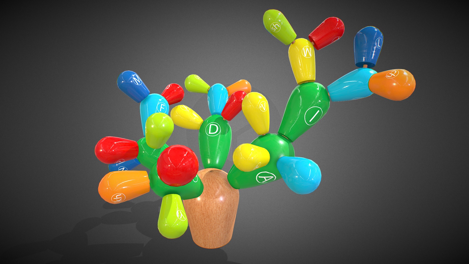 3D model Cactus decorative toy pbr - This is a 3D model of the Cactus decorative toy pbr. The 3D model is about a group of colorful objects.