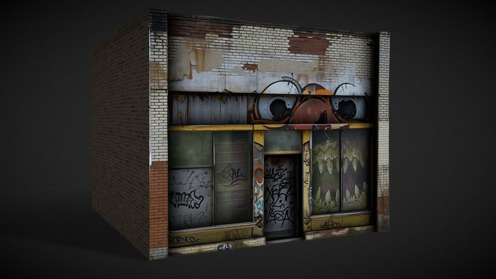 Ghetto Hood Graffiti Detroit Building #2 3D Model