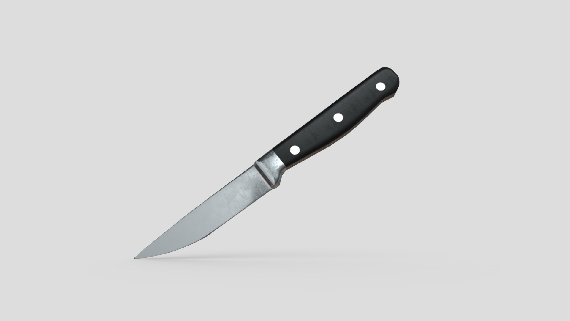 3D model Kitchen Knife 7 - This is a 3D model of the Kitchen Knife 7. The 3D model is about a silver knife with a black handle.