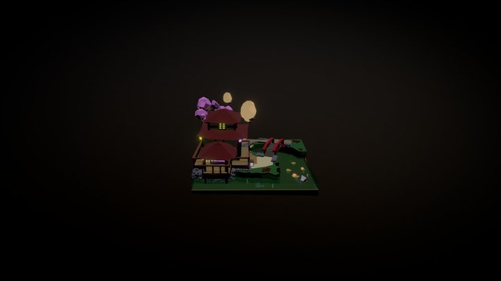 The romantic japanese lake  house 3D Model