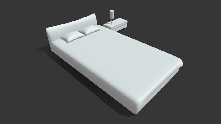 Bed & Lamp 3d model Unwrapped for Kids Room 3D Model