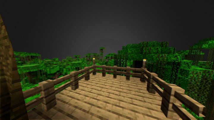 Jungel Minecraft world with a Tree-house 3D Model