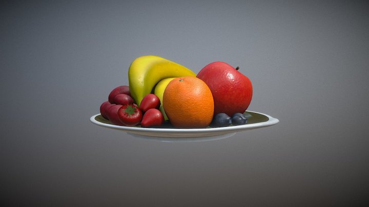 Low Poly Fruit Bowl 3D Model