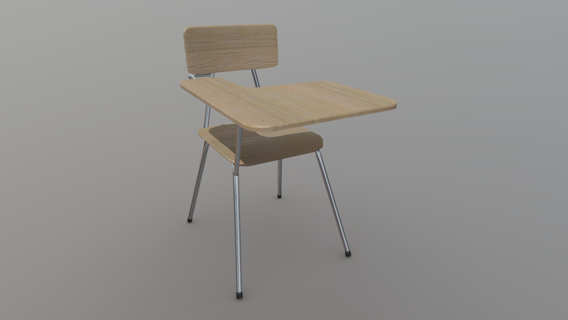 3D model School Desk - This is a 3D model of the School Desk. The 3D model is about a wooden chair with a cushion.