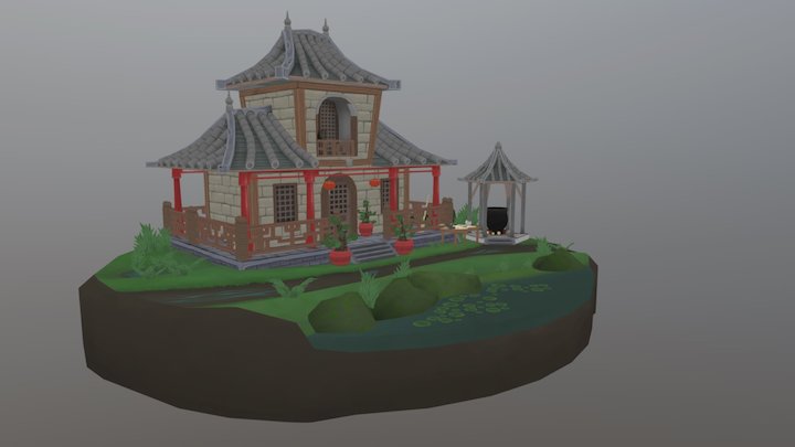Stylized scene - old chinese building 3D Model