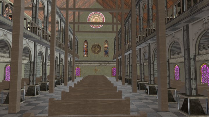Cathedral With Both Interior and Exterior 3D Model