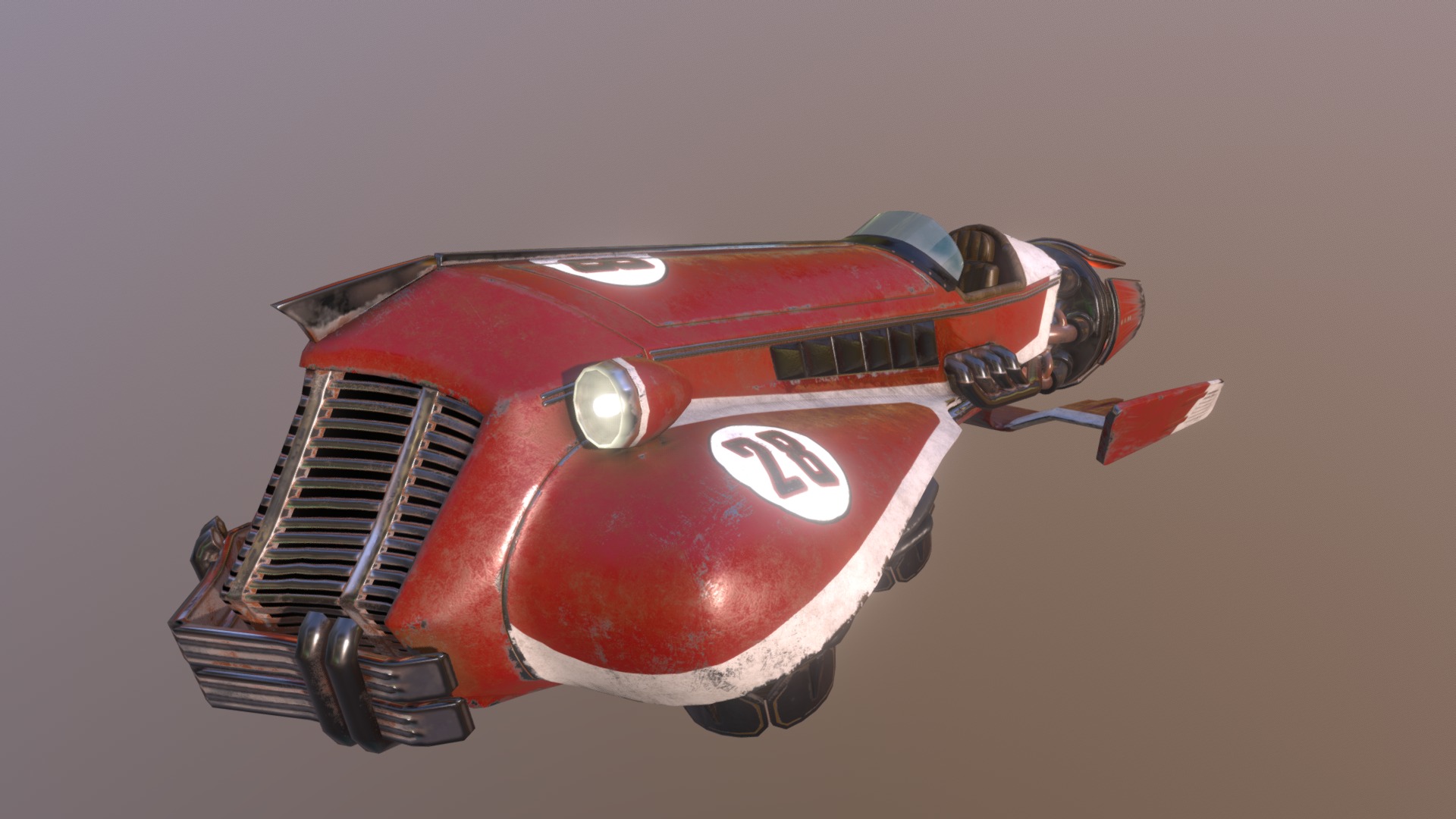 3D model Vintage Hover Racer - This is a 3D model of the Vintage Hover Racer. The 3D model is about a red and black toy airplane.