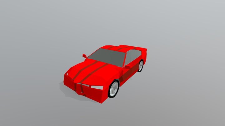 Low Poly Red car 3D Model