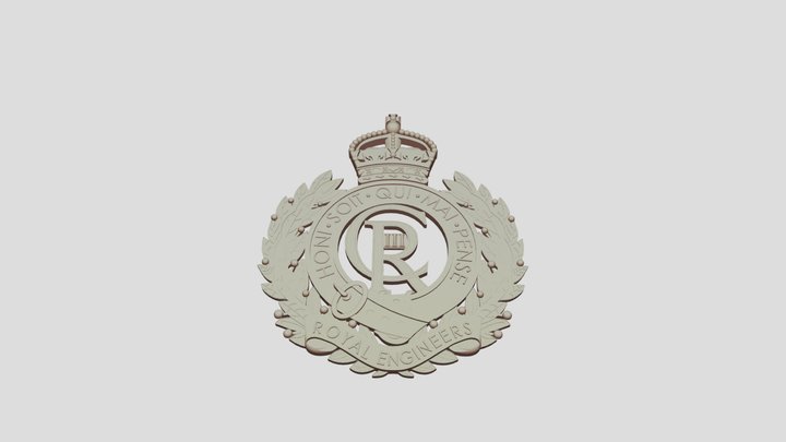 Royal Engineers Cap Badge, King's Crown CIIIR 3D Model