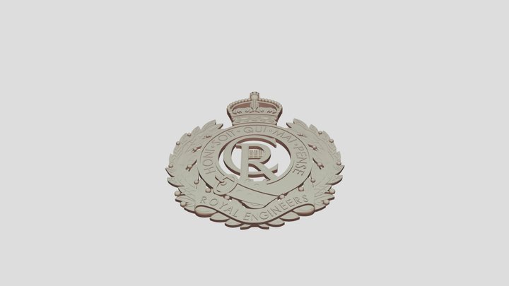 Royal Engineers Cap Badge, King's Crown CIIIR 3D Model