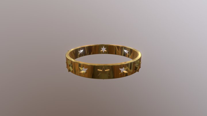 Gold Star Ring 3D Model