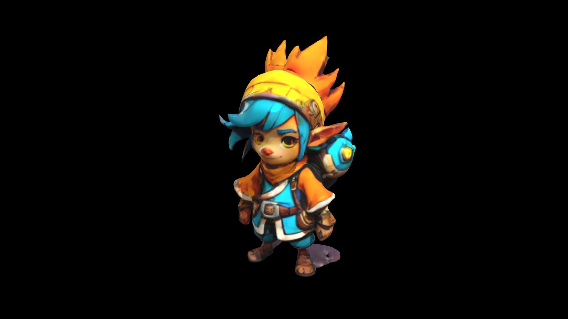 a cartoon character with blue hair and a back - Download Free 3D model ...