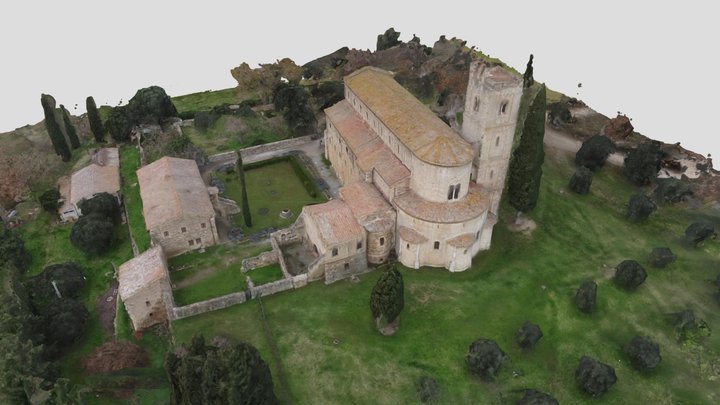 Sant'Antimo abbey in Castelnuovo dell'Abate 3D Model
