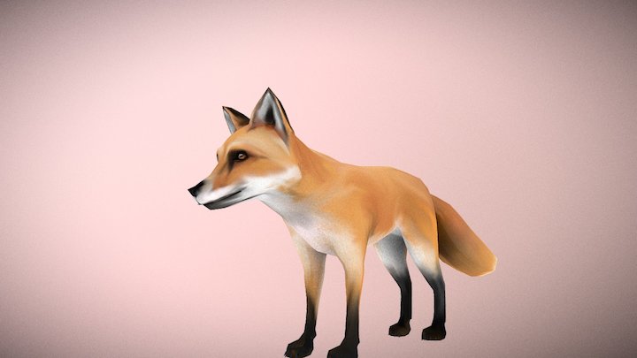 Foxy - lowpoly hand paint 3D Model