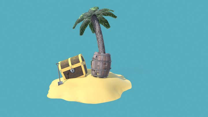 Bouclier pirate Lowpoly 3D Model