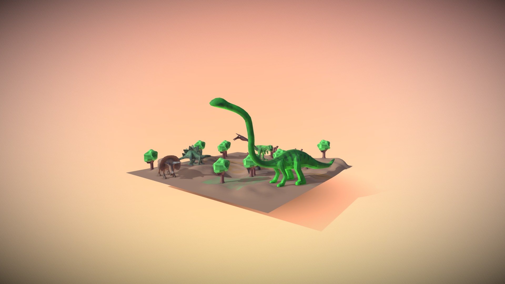 dinosaur low-poly textured game-ready rigged Free 3D Model in Dinosaur  3DExport