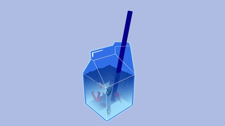 Leben in einer Milchpackung 3D Model