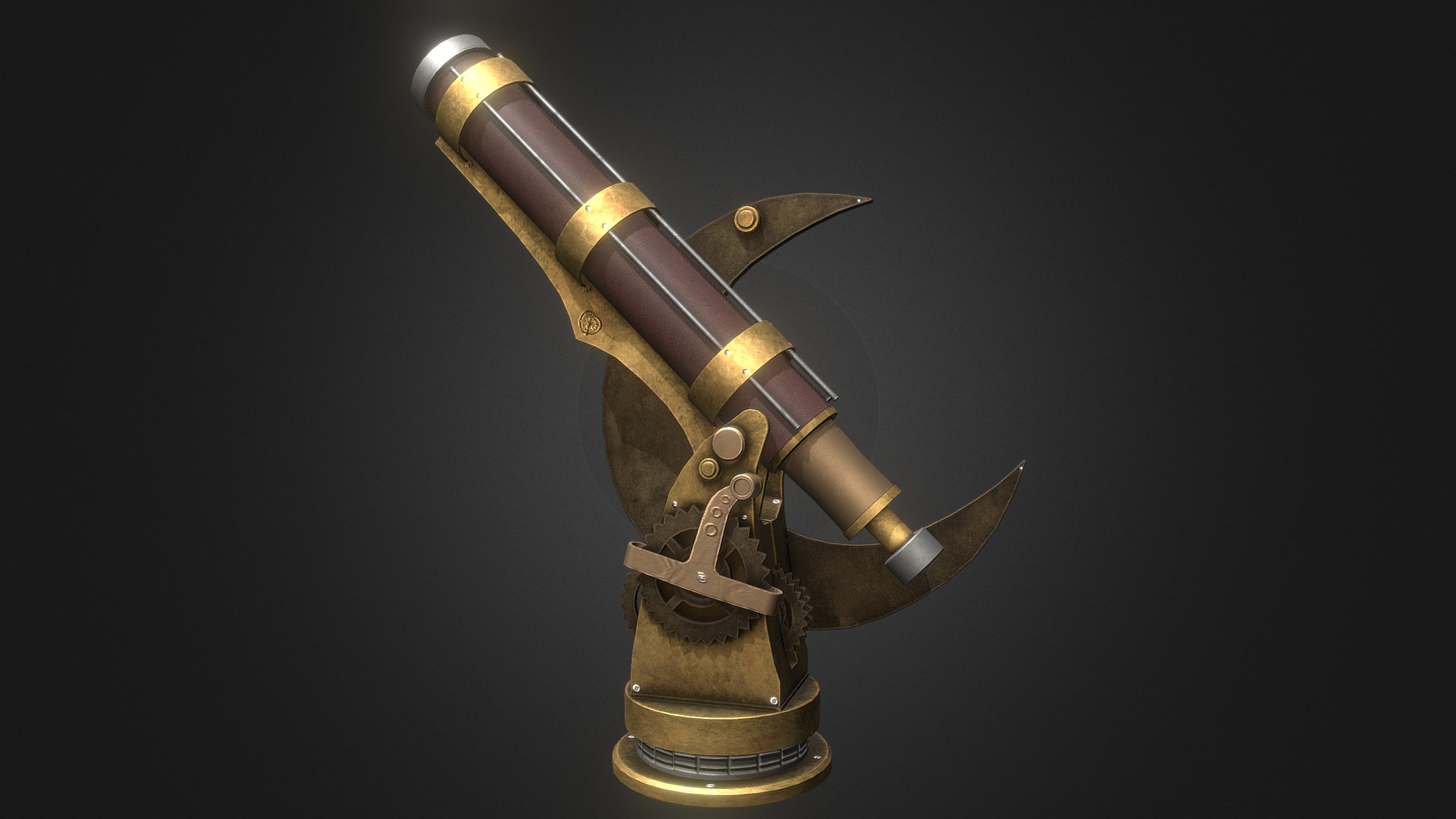 3D model Gallifreyan Telescope - This is a 3D model of the Gallifreyan Telescope. The 3D model is about a gold and silver sword.