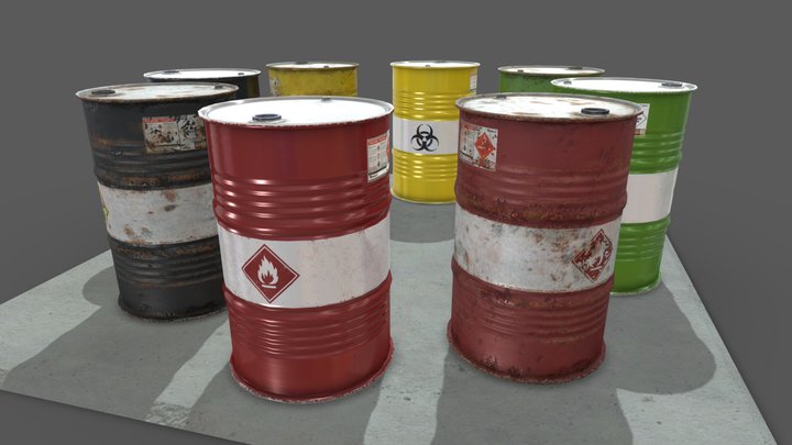 Barrels / Drums - game ready 3D Model