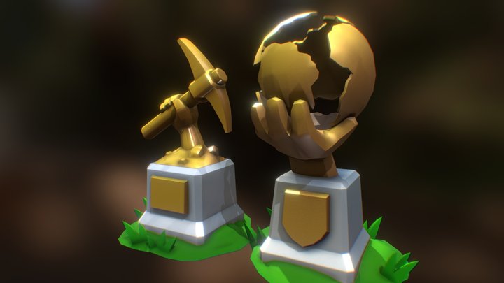 Golden Decoration Statue 3D Model