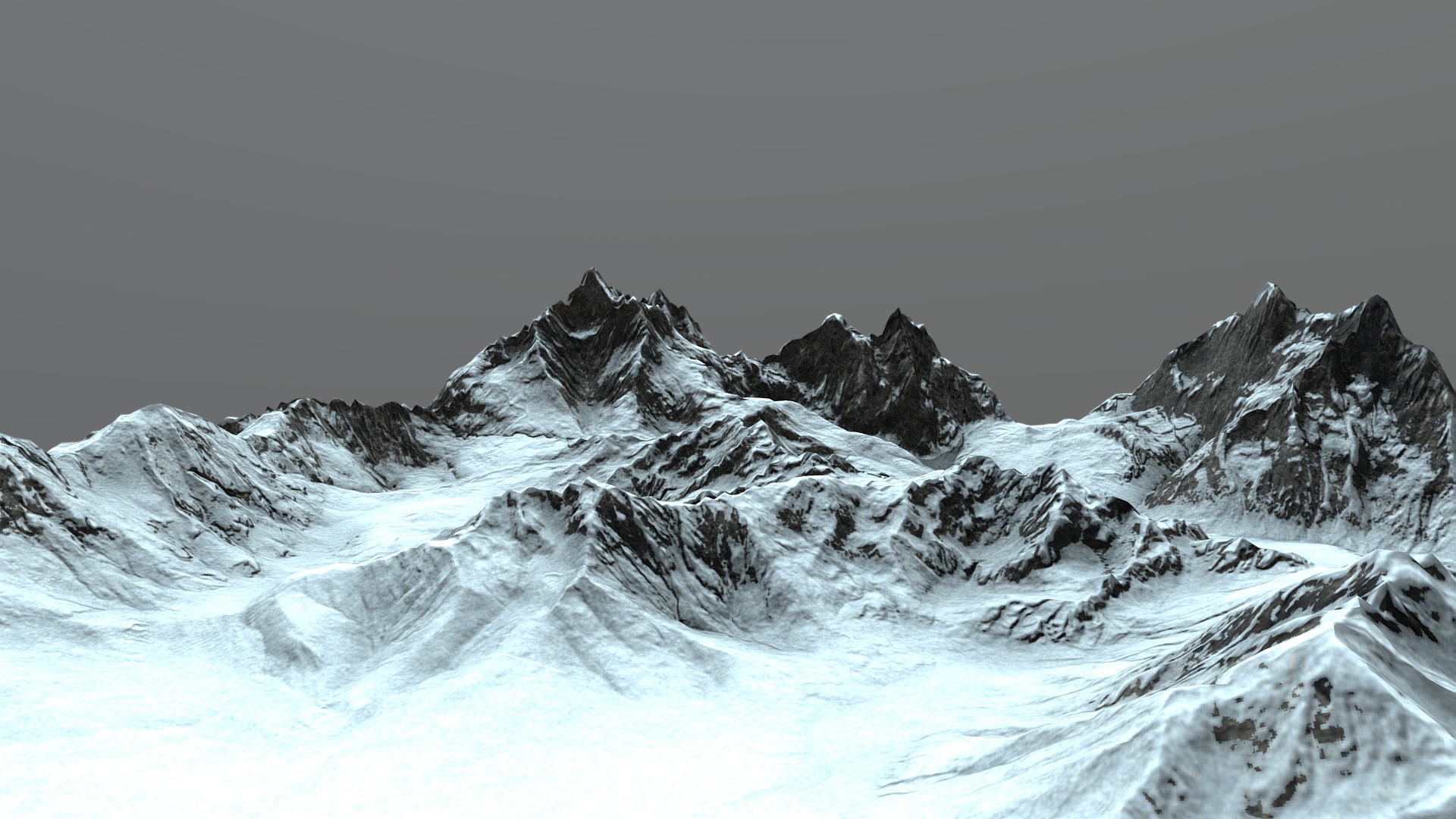 3D model Snow Mountain Terrain -low poly- - This is a 3D model of the Snow Mountain Terrain -low poly-. The 3D model is about a snowy mountain range.
