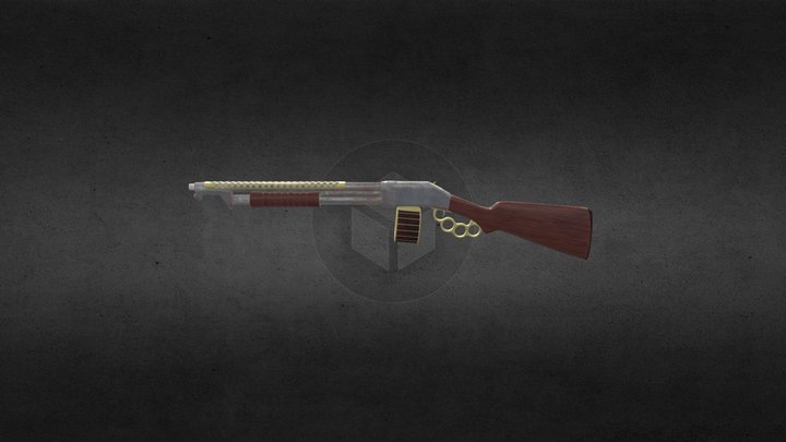 Old rusty custom shotgun 3D Model