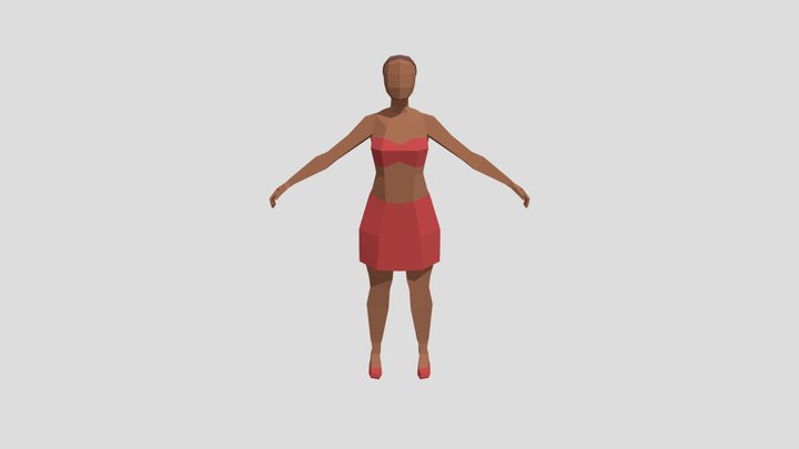 Low Poly Female 01 B 3D Model