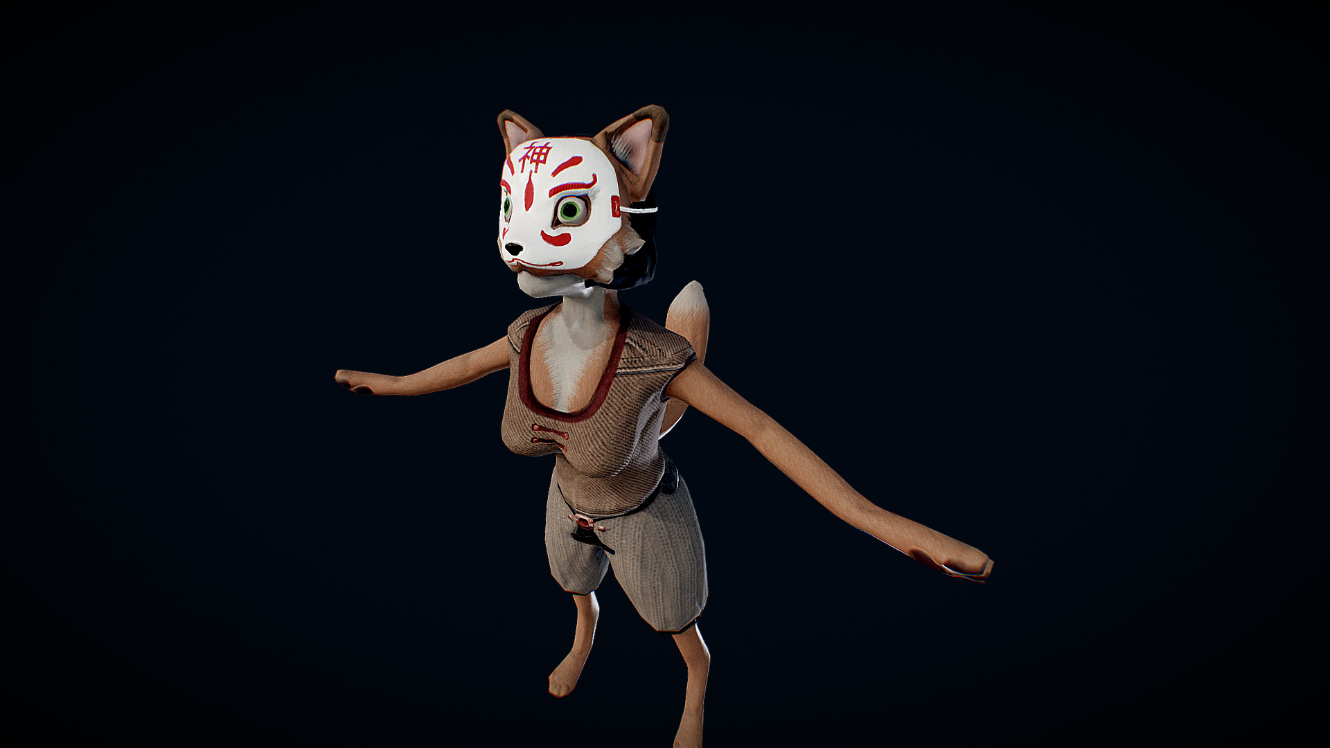 3D model Fox Character Test1 - This is a 3D model of the Fox Character Test1. The 3D model is about a cat wearing a garment.
