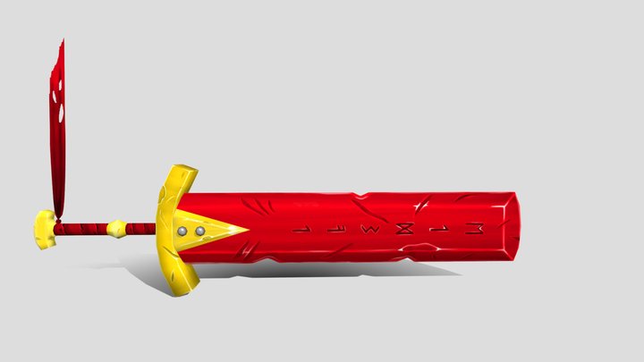 Stylized Red Greatsword 3D Model