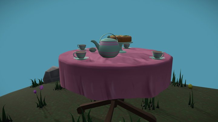 Tea Party in a Lonely Field 3D Model