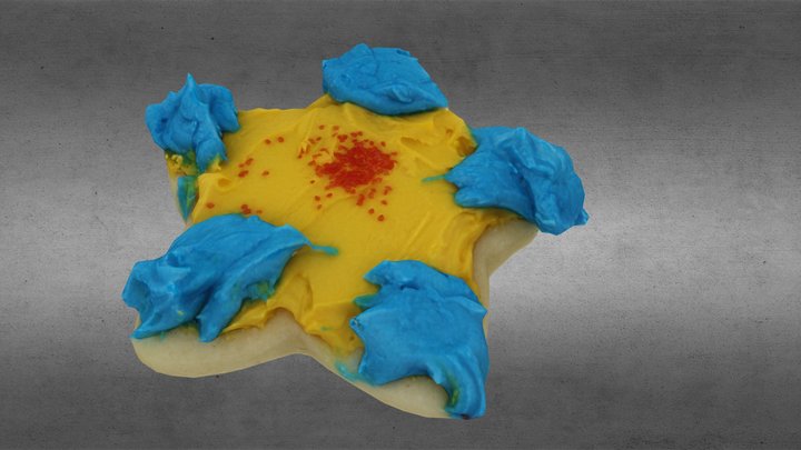 Cookie Yellow Star with Blue Tips 3D Model