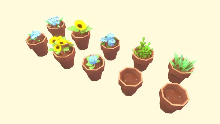 FlowerPot Stylized 3D Model