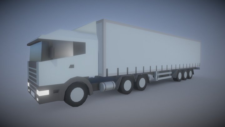 Truck Low Poly Vertex Color 3D Model