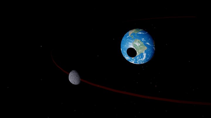 Earth & Moon - Eclipse 3D Model