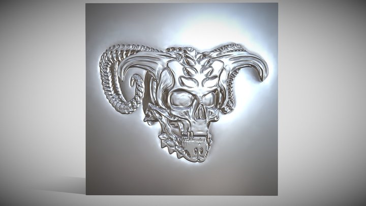 Bas-relief Demon Skull sculpture for CNC 3D Model