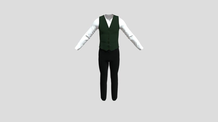Elegant Clothing Set – Waistcoat, Shirt & Pants 3D Model