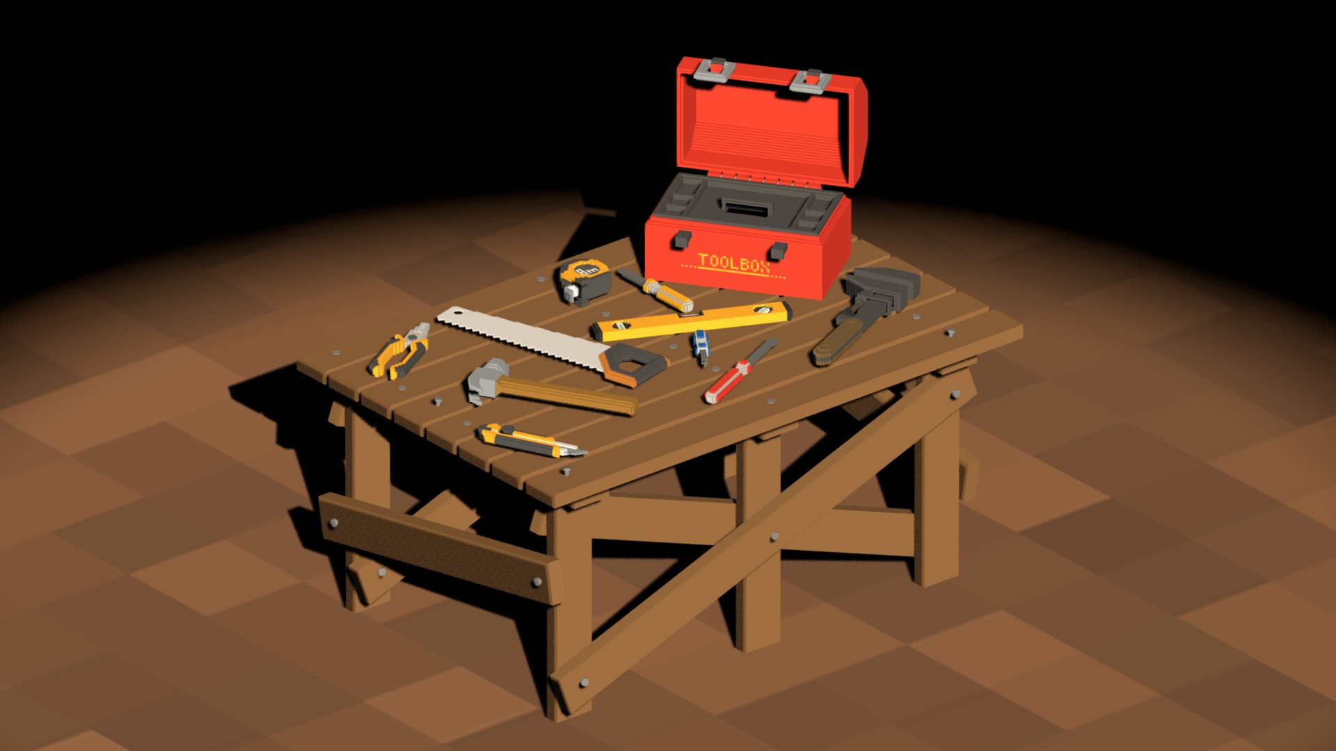 3D model Voxel Tools - This is a 3D model of the Voxel Tools. The 3D model is about a table with a machine on it.