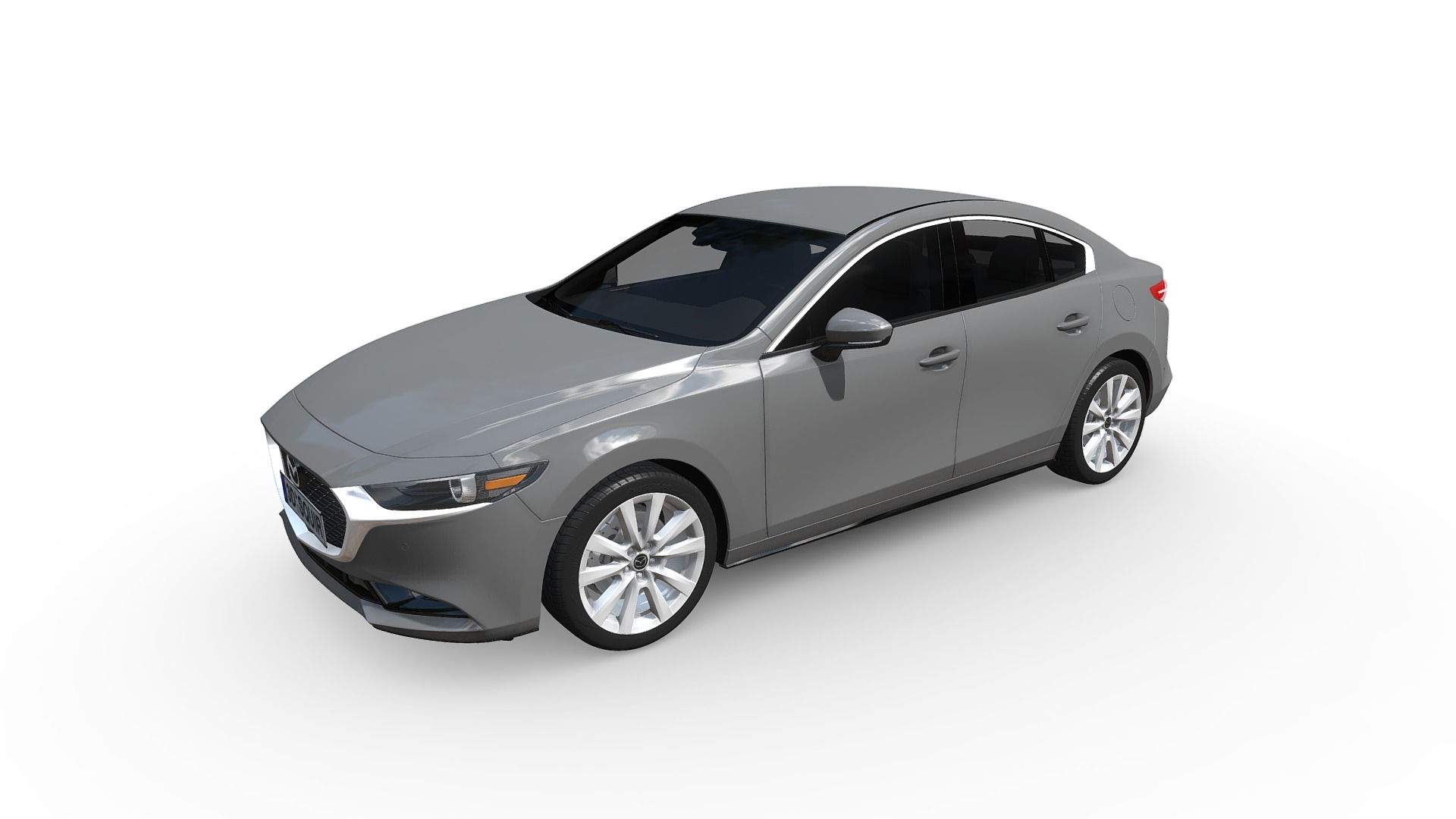 3D model Mazda 3 sedan 2019 - This is a 3D model of the Mazda 3 sedan 2019. The 3D model is about a silver car with a white background.